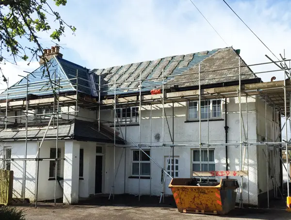 Roofing in progress